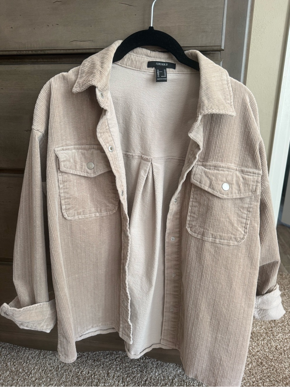Forever 21 Beige Corduroy Button-Down Shacket